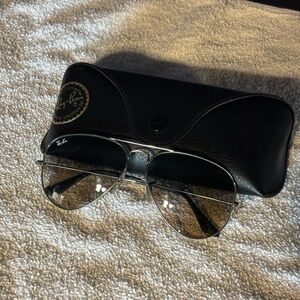 Ray-Ban Silver Aviator Sunglasses with Black Case